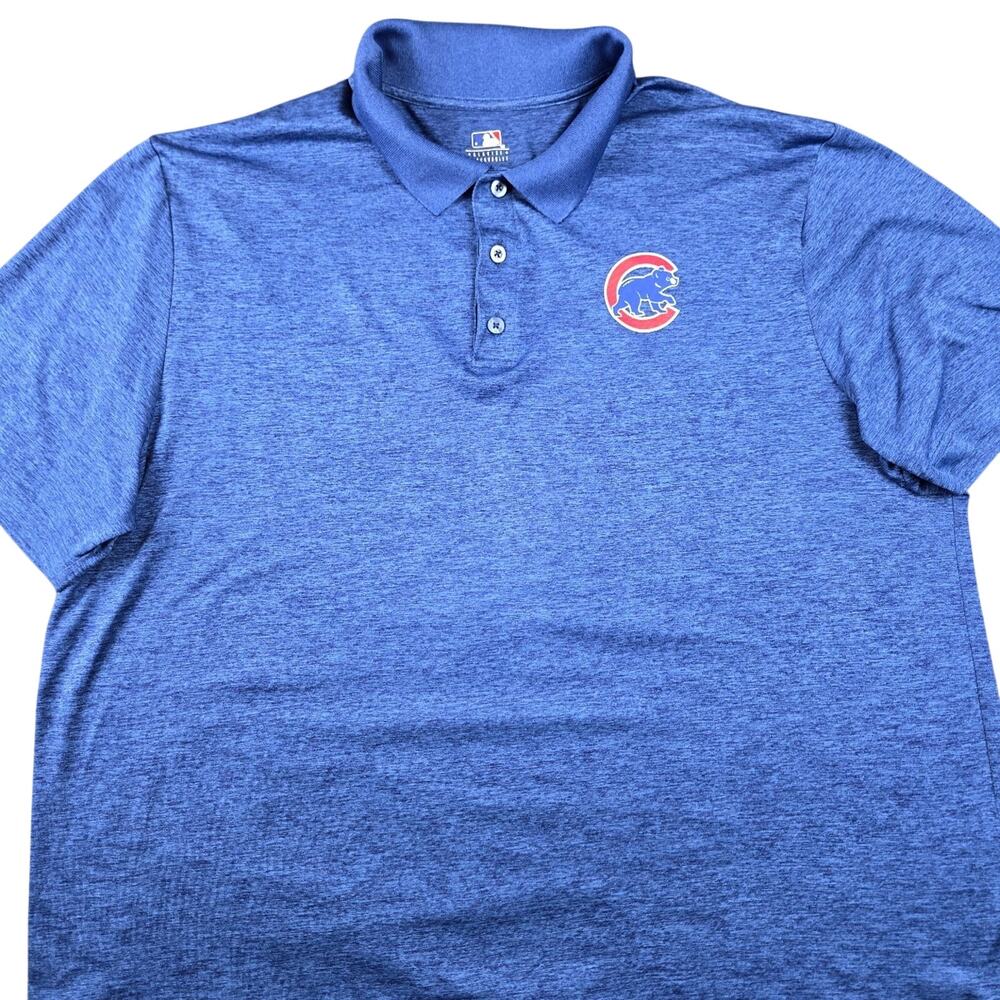 MLB Chicago Cubs Blue Heather Performance Polo Shirt Size XL #324